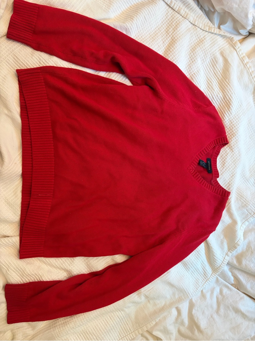 Lands' End Red V-Neck Women's Sweater